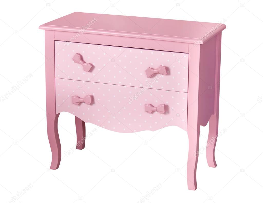 Pink childrens chest of drawers