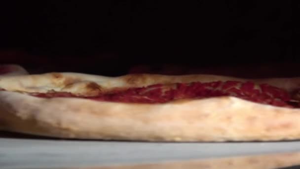 Pizza gira no forno — Vídeo de Stock