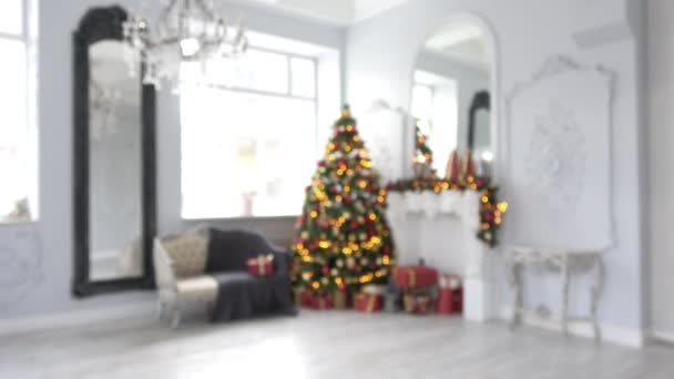 Navidad y año nuevo decoración de interiores — Vídeo de stock