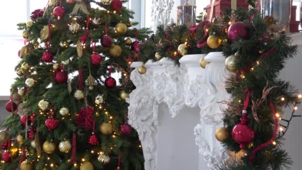 Navidad y año nuevo decoración de interiores — Vídeos de Stock