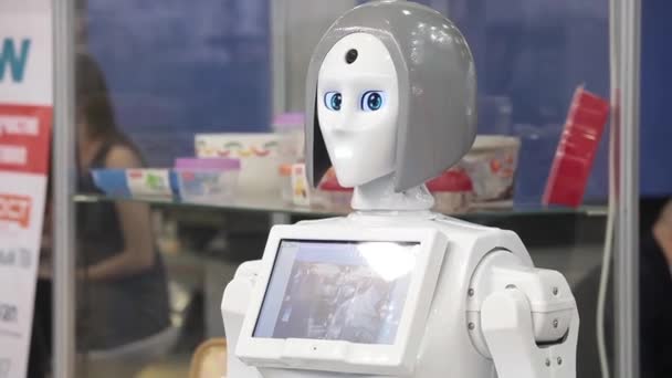 A kiállítás a promo robot — Stock videók