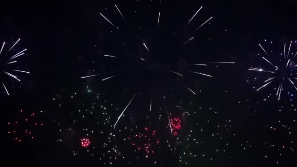 Úžasný ohňostroj pyrotechnické show — Stock video