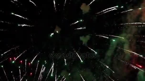 Colorido espectáculo pirotécnico de fuegos artificiales — Vídeos de Stock