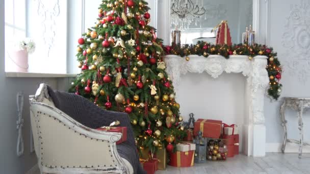 Boże Narodzenie i nowy rok dekoracji wnętrz — Wideo stockowe