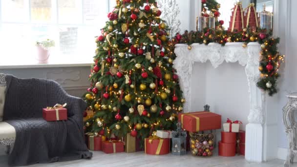 Natal e ano novo decoração de interiores — Vídeo de Stock