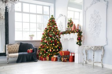 Klasik beyaz Noel iç arka plan