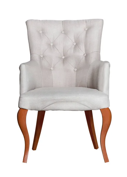 Grauer klassischer Stuhl aus Textil isoliert — Stockfoto
