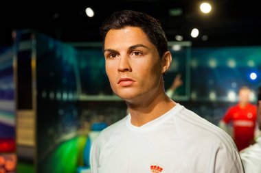 Balmumu rakam Cristiano Ronaldo futbol oyuncusu, Madame Tussauds balmumu müzesine Amsterdam, Hollanda