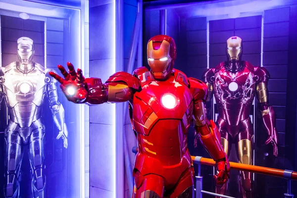 Wax figure of Tony Stark the Iron Man dari komik Marvel di museum lilin Madame Tussauds di Amsterdam, Belanda — Stok Foto