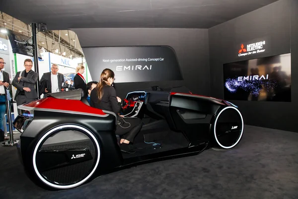 Assisted driving concept car by Mitsubishi on exhibition Cebit 2017 in Hannover Messe, Germany — Stock Photo, Image