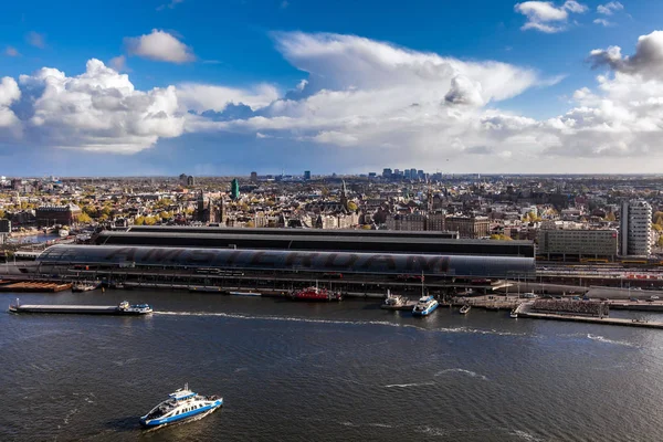 Flygfoto över Amsterdam city, Holland — Stockfoto