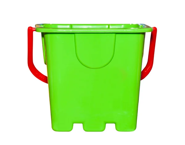 Crianças brinquedo balde verde isolado — Fotografia de Stock