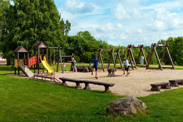 Ecological wooden playground — Stock Photo, Image