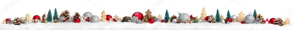 Christmas border or banner, extra wide, white background