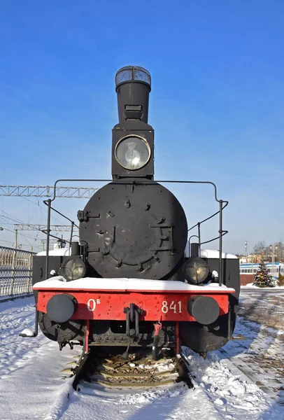 莫斯科 俄罗斯 2018年1月 蒸汽机车 841 前视图 它在1903年在俄国修造了在布良思克机器修造的工厂 — 图库照片