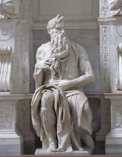 Rome August 2012 Sculpture Michelangelo Buonarroti Moses Commandments Covenant Established — Stock Photo, Image