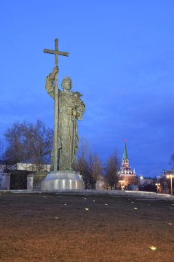 Prens Vladimir 988 yılında Hıristiyanlığı eski Rusya 'da devlet dini olarak tanıttı. Rusya, Moskova, Şubat 2012