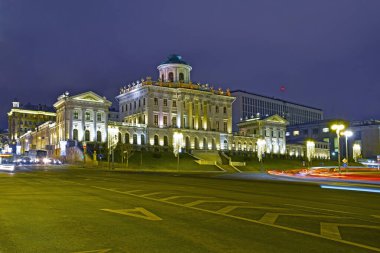 Pashkov evi, mimar Vasily Bazhenov tarafından tasarlanmış olan Yüzbaşı Pyotr Pashkov 'un emriyle 1784-1786 yılları arasında inşa edilmiştir. Rusya, Moskova, Şubat 2020