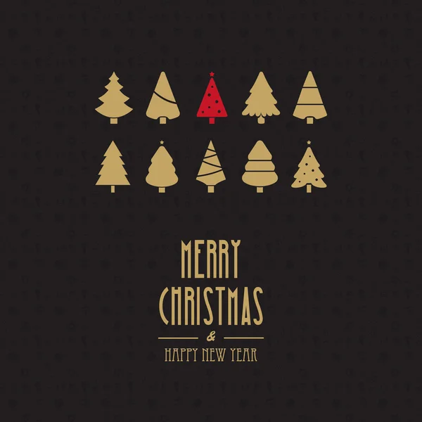 Feliz Navidad tarjeta de oro negro — Archivo Imágenes Vectoriales
