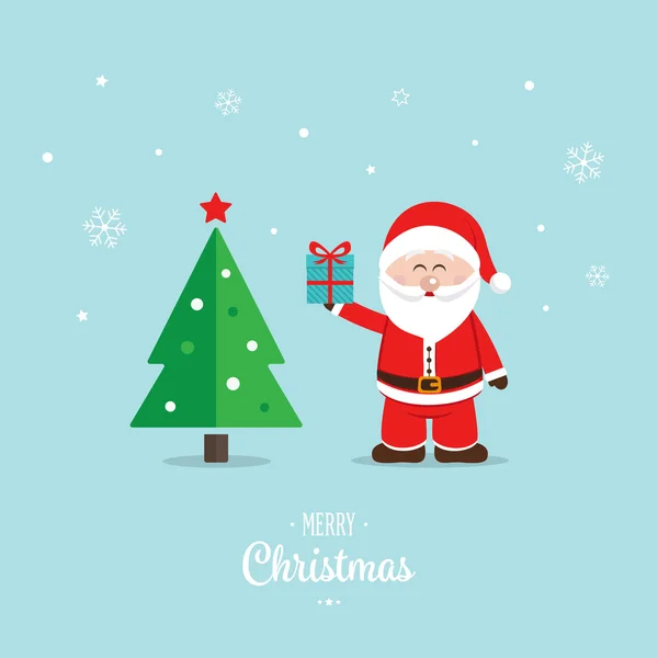 Санта-Клаус провести подарок зимний фон снега — стоковый вектор