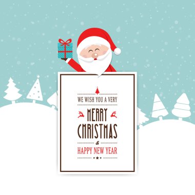 Santa tutun tutun Hediyelik Noel kartı arkasında