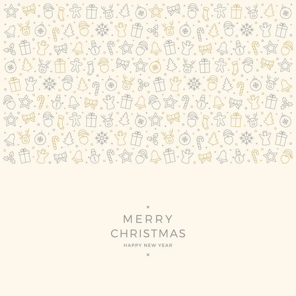 Elementos de Natal ícones ouro cinza borda fundo —  Vetores de Stock
