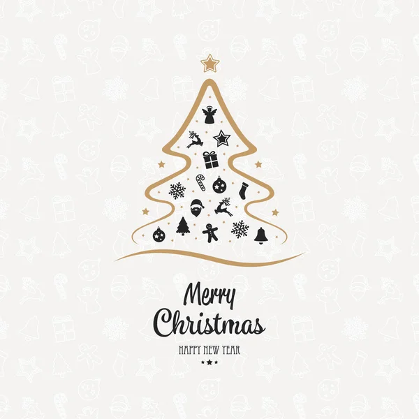 Merry christmas tree elements card icon background — Stock Vector