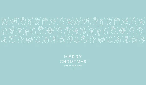Весела різдвяна ікона елементи прикордонна листівка — стоковий вектор