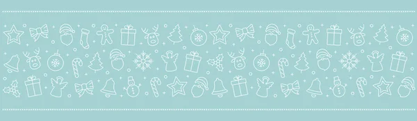 Natale icona elementi bordo ghiaccio blu sfondo — Vettoriale Stock