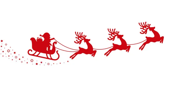 Santa sleigh silhouette stars white background — Stock Vector