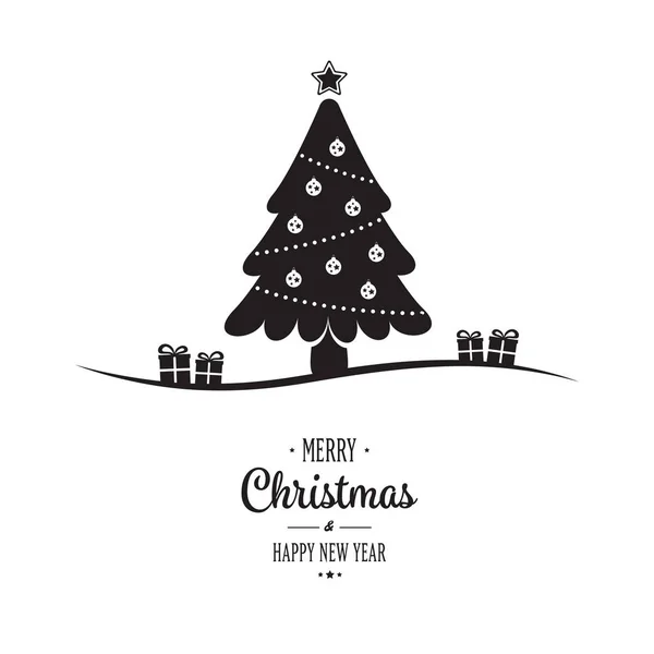 Weihnachtsbaum Geschenk Gruß weißen Hintergrund — Stockvektor