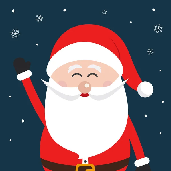 Санта Клаус волна счастливого снежного ночного фона — стоковый вектор