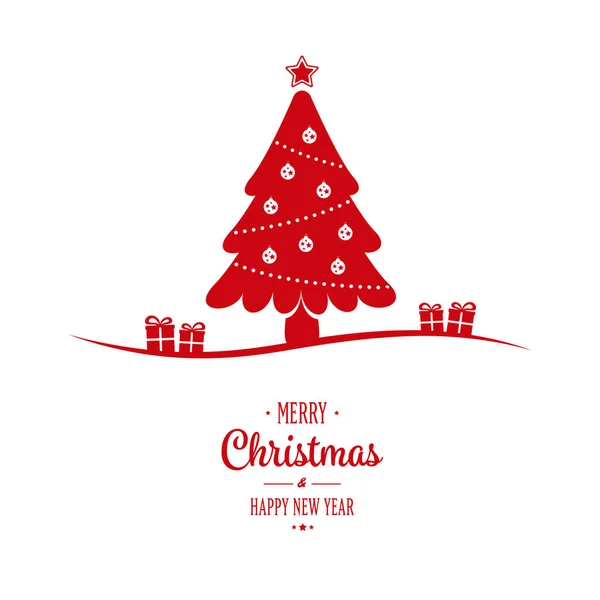 Regalo del árbol de navidad saludo fondo blanco — Vector de stock