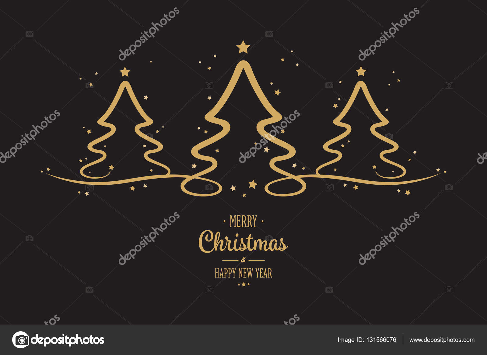 gold christmas trees stars greeting black background stock vector christmas tree black background