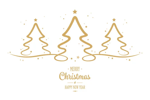 Weihnachtsbaum Gold Sterne Grüße weißer Hintergrund — Stockvektor