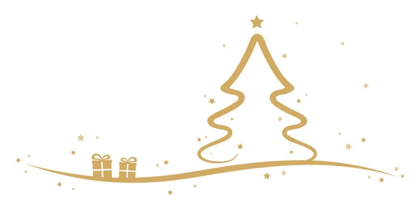 Árbol de navidad estrellas de oro y regalos — Archivo Imágenes Vectoriales