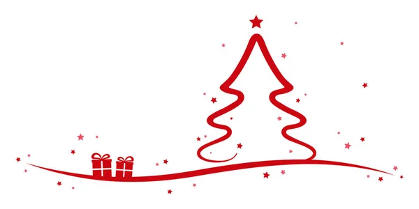 Noel ağacı kırmızı yıldız ve beyaz arka plan sunar — Stok Vektör