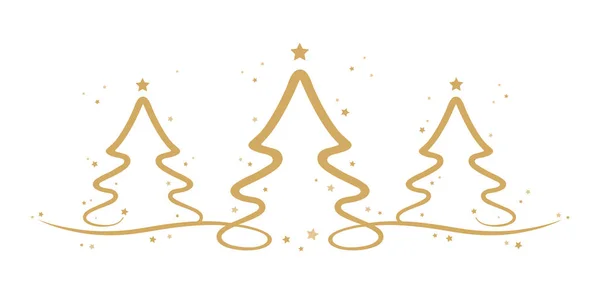 Árboles de navidad estrellas de oro fondo blanco — Archivo Imágenes Vectoriales