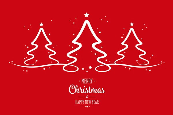 Árboles de Navidad estrellas fondo rojo — Archivo Imágenes Vectoriales