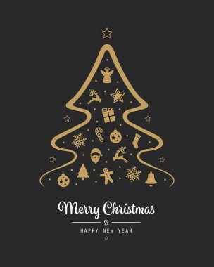 Noel tebrik öğe simgeleri arka plan afiş