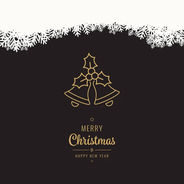 Tarjeta de letras navidad campanilla dorada fondo negro — Vector de stock