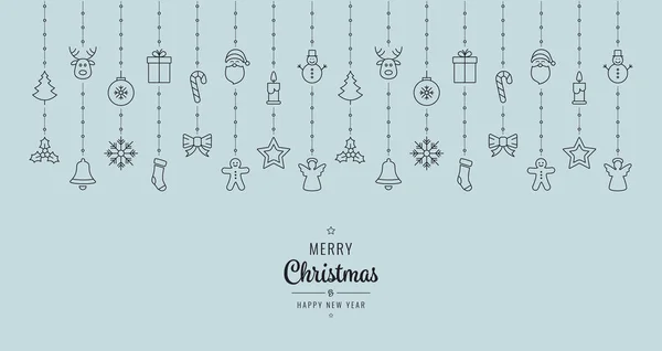 Weihnachtsschmuck Elemente hängen schwarz blauen Hintergrund — Stockvektor