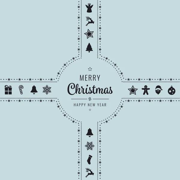 Feliz Navidad icono de oro cinta arco fondo azul — Archivo Imágenes Vectoriales