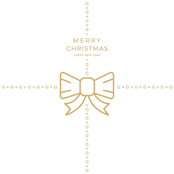 Χαρούμενα Χριστούγεννα χρυσή κορδέλα τόξο λευκό φόντο — Διανυσματικό Αρχείο