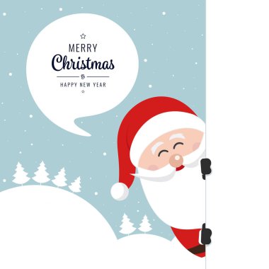 Santa kurulu neşeli Noel kış kar arka plan arkasında