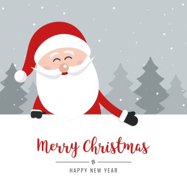 Noel Baba afiş gösteren Noel gretting kış arazi arkasında
