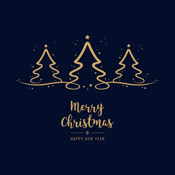 Weihnachtsbaum Schriftzug Grüße golden blau Hintergrund — Stockvektor