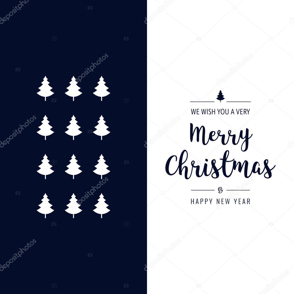 merry christmas gretting text card blue white