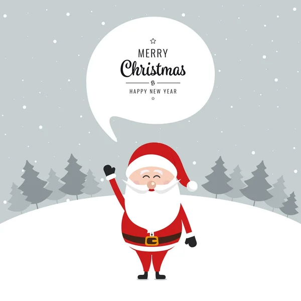 Santa claus řeči bublina veselé vánoční pozdrav text sníh lan — Stockový vektor