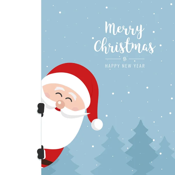 Santa claus behind side banner christmas greeting text winter la — Stock Vector